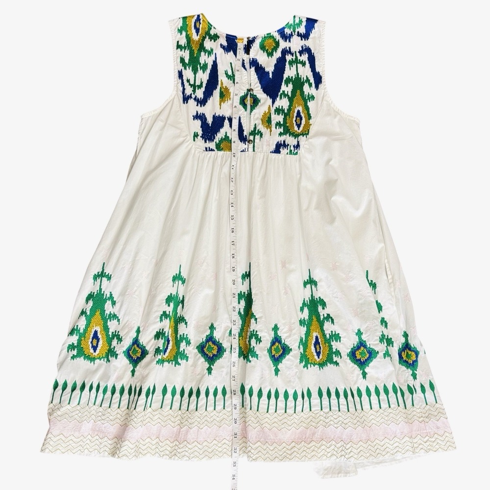 Anthropologie Vivienne Tunic White‎ Lined Dress Embroidered Detail Mini Medium - Picture 4 of 16